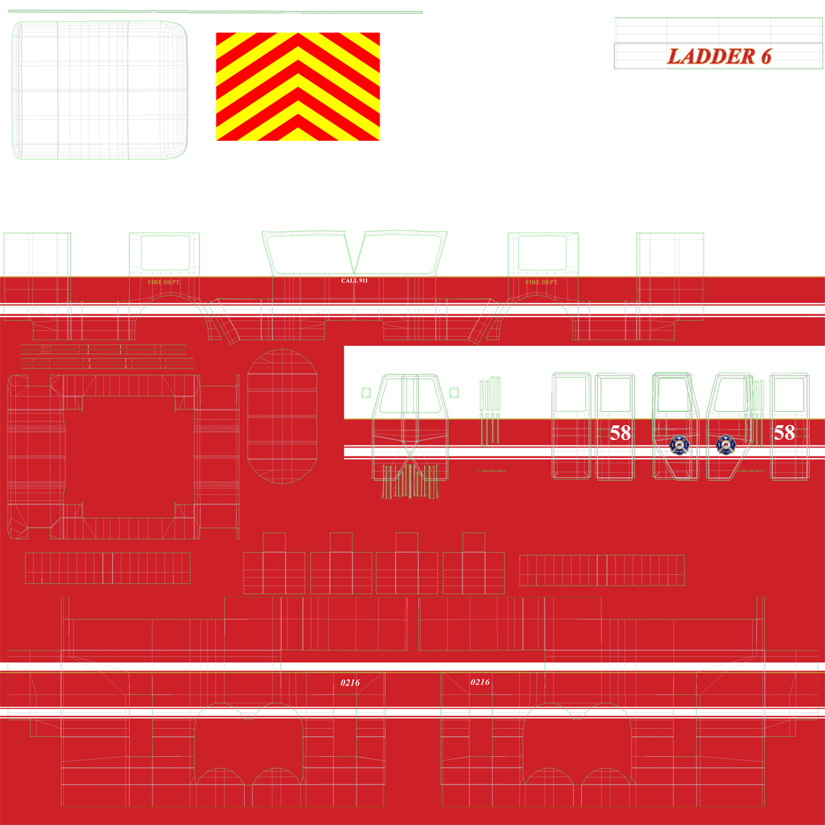 Ladder Fire Truck Rigged 3D model