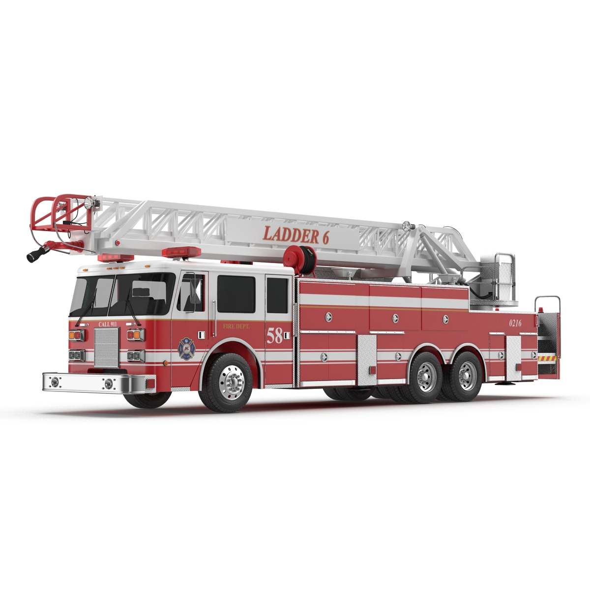 Ladder Fire Truck Rigged 3D model