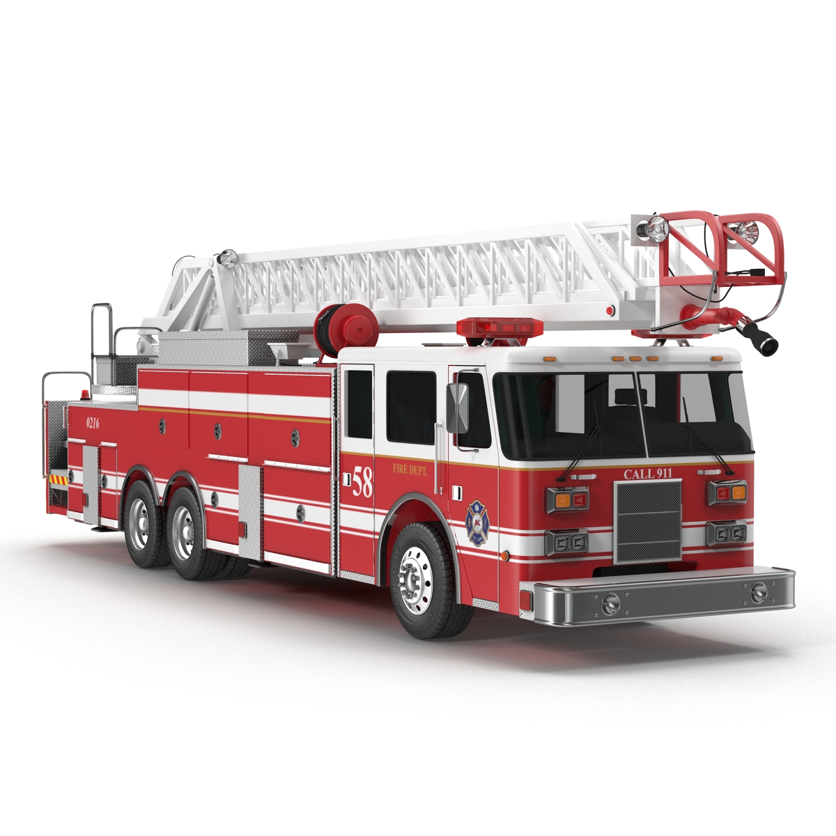 Ladder Fire Truck Rigged 3D model