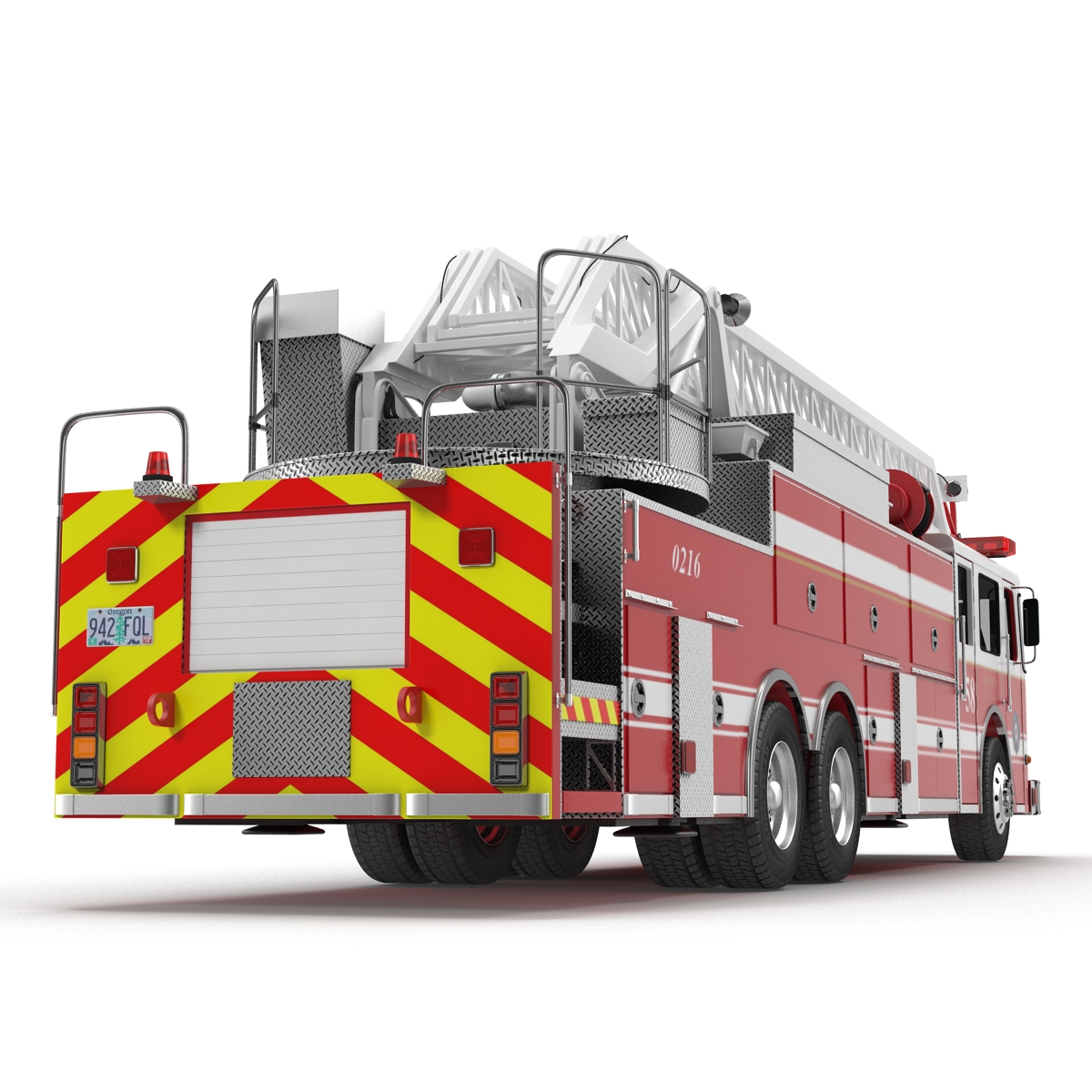 Ladder Fire Truck Rigged 3D model