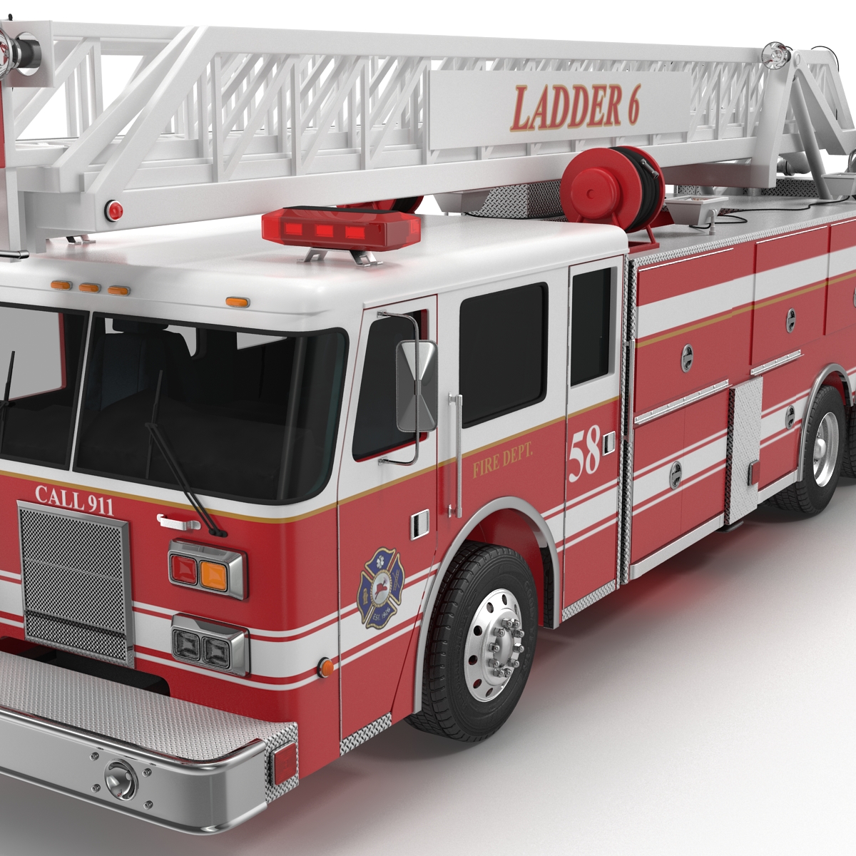 Ladder Fire Truck Rigged 3D model