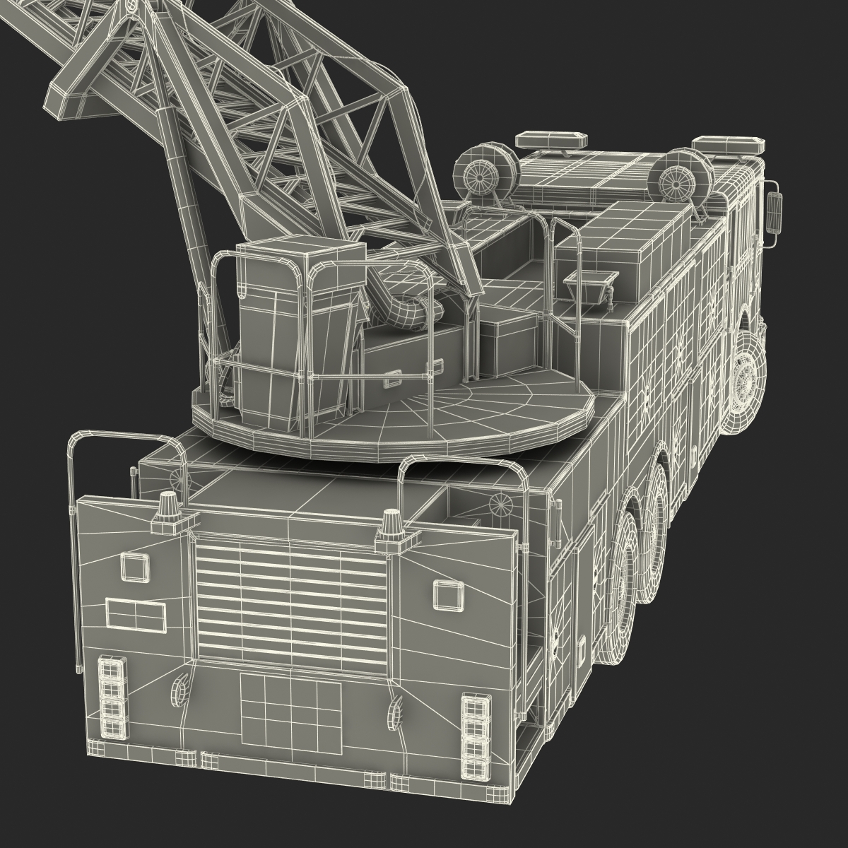 Ladder Fire Truck Rigged 3D model