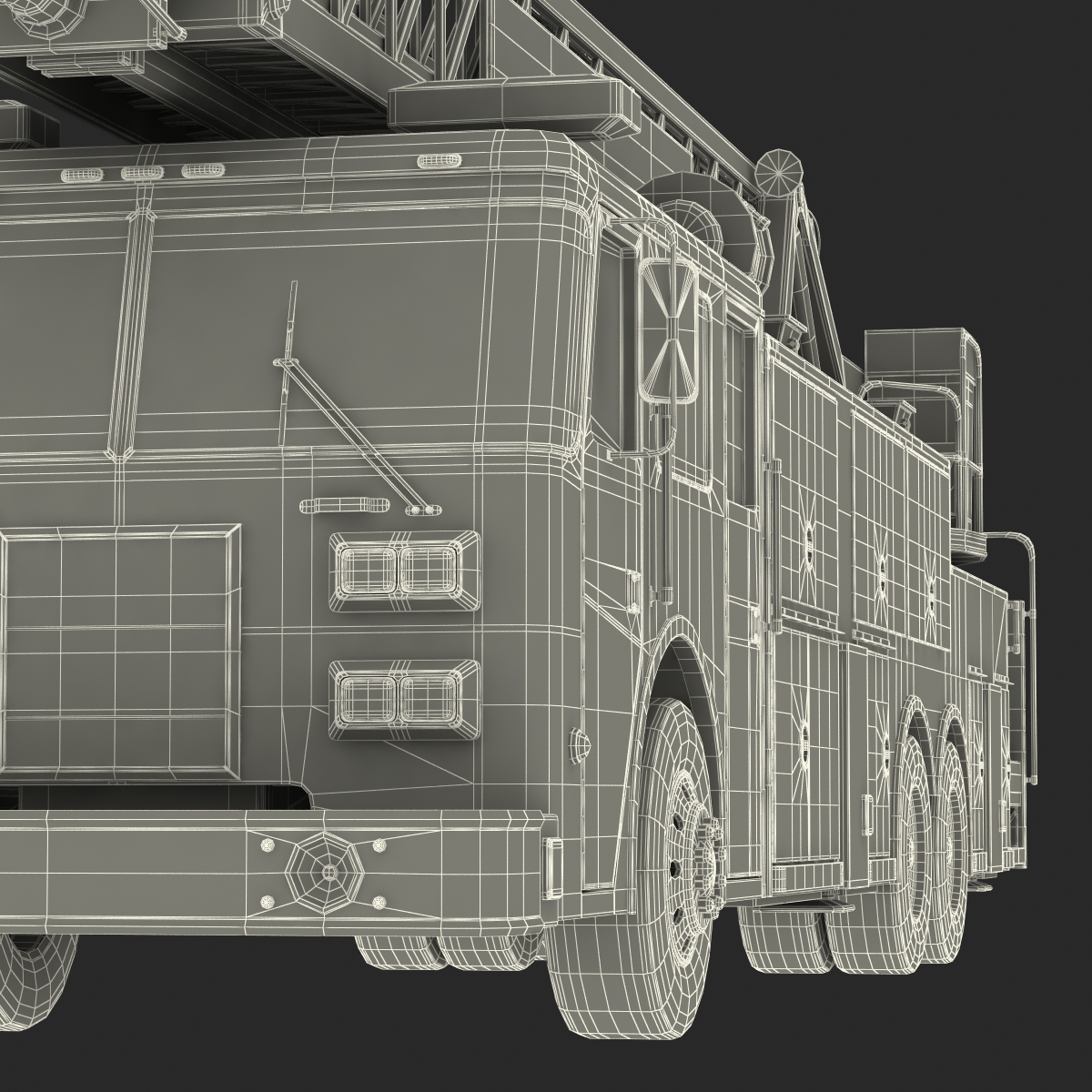 Ladder Fire Truck Rigged 3D model