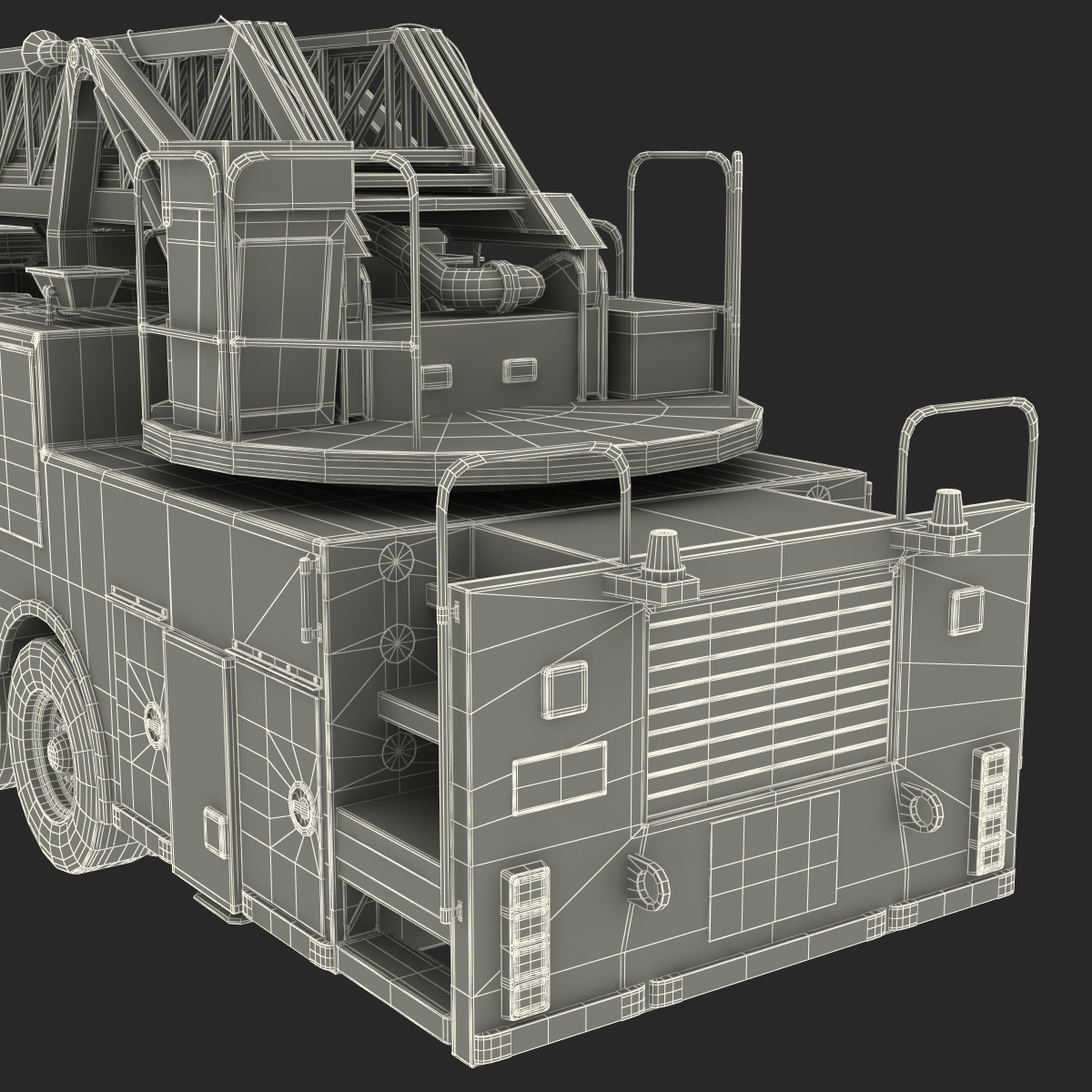 Ladder Fire Truck Rigged 3D model