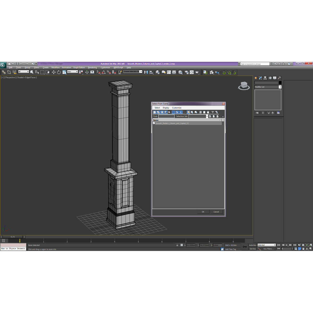 Smooth Modern Column and Capital 3 3D model