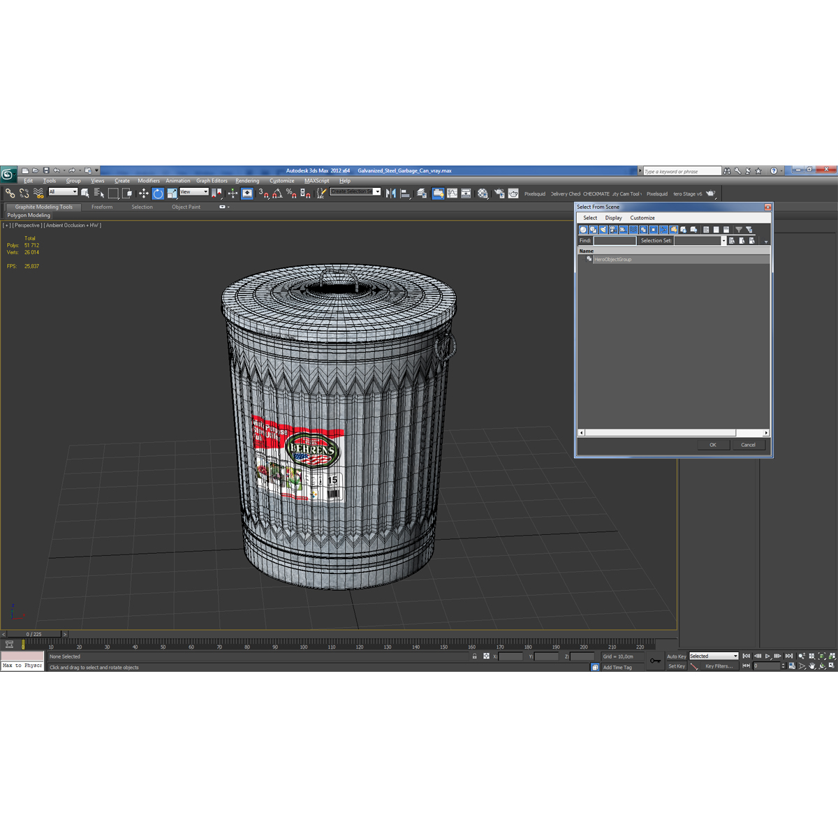 3D model Galvanized Steel Garbage Can 2