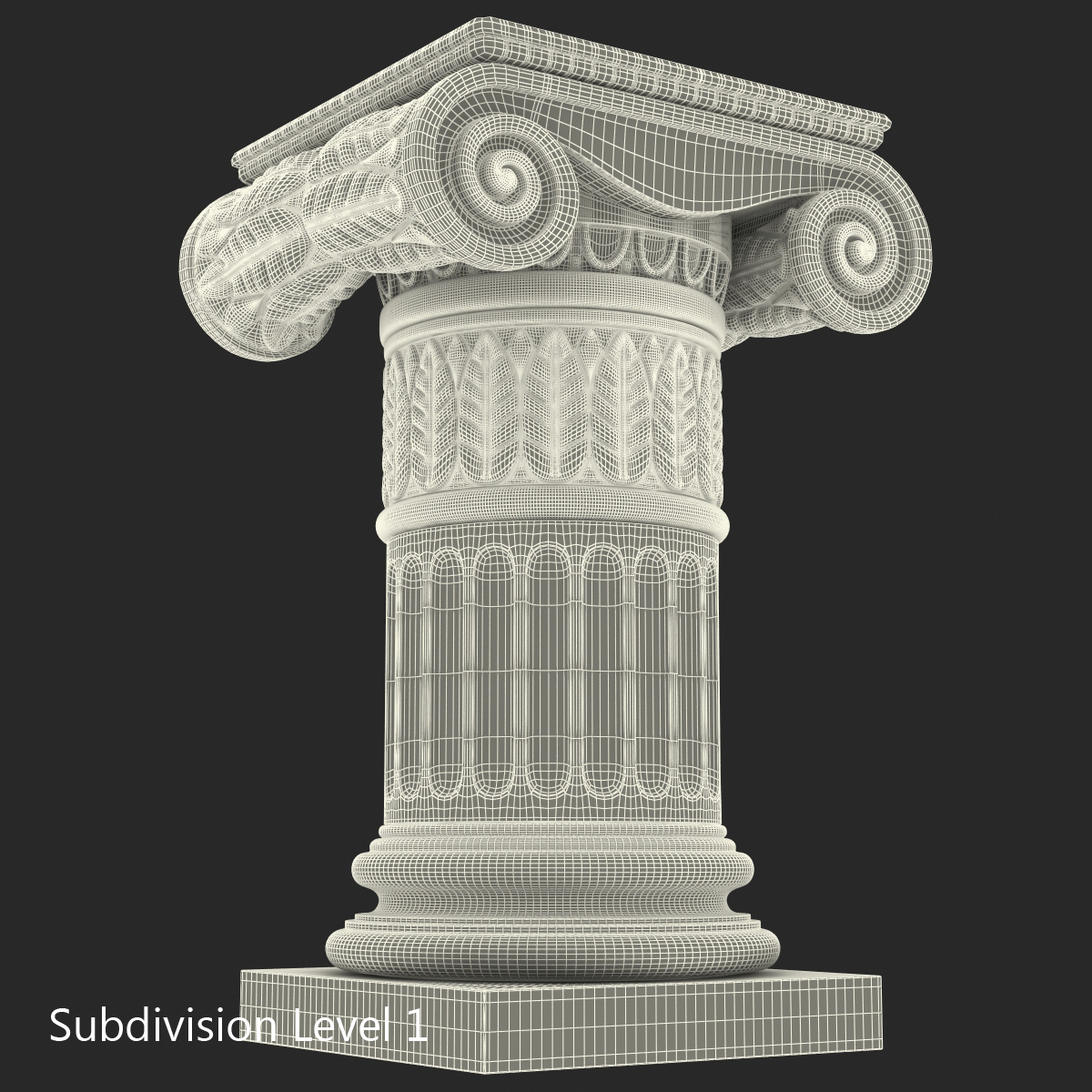 Ionic Order Column Pedestal 3D