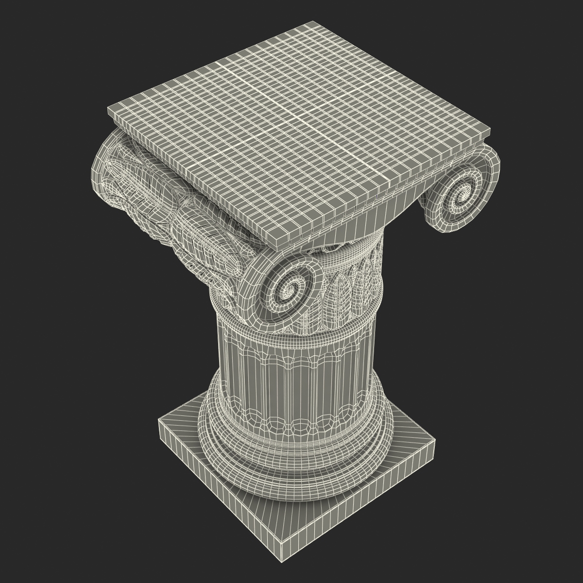 Ionic Order Column Pedestal 3D