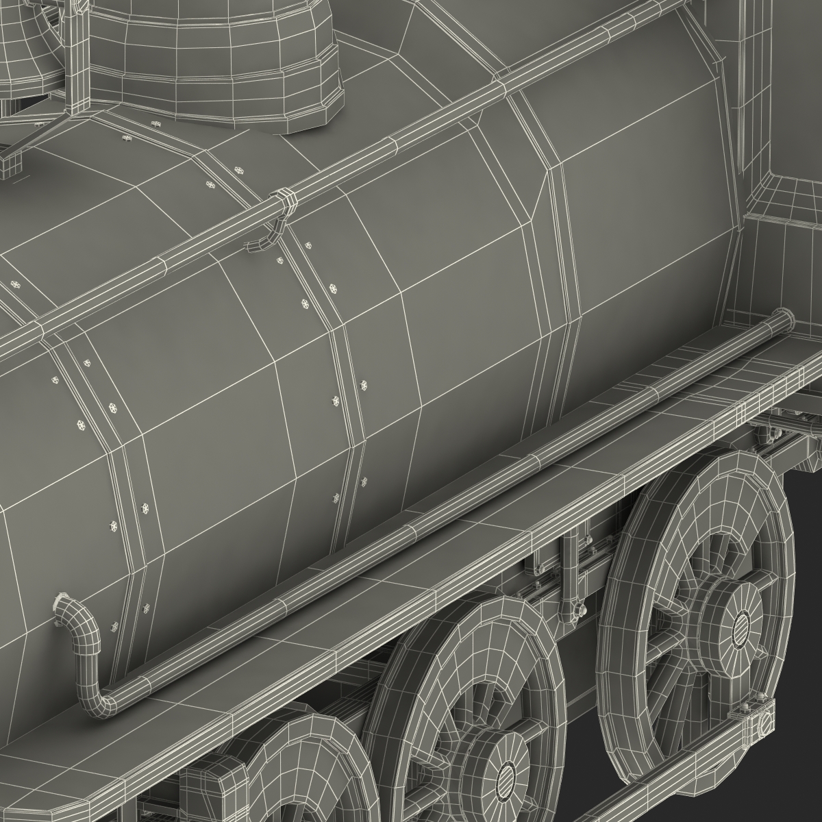 Steam Train Locomotive 4 3D model