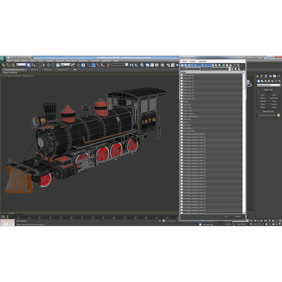 Steam Train Locomotive 4 3D model