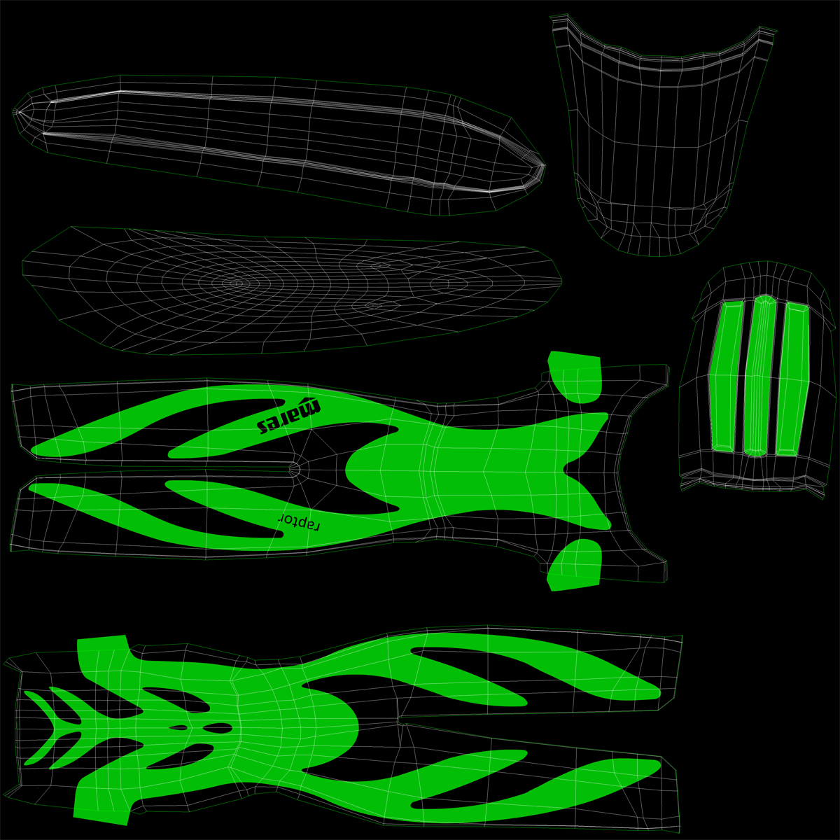 Swim Fins 3 Green 3D