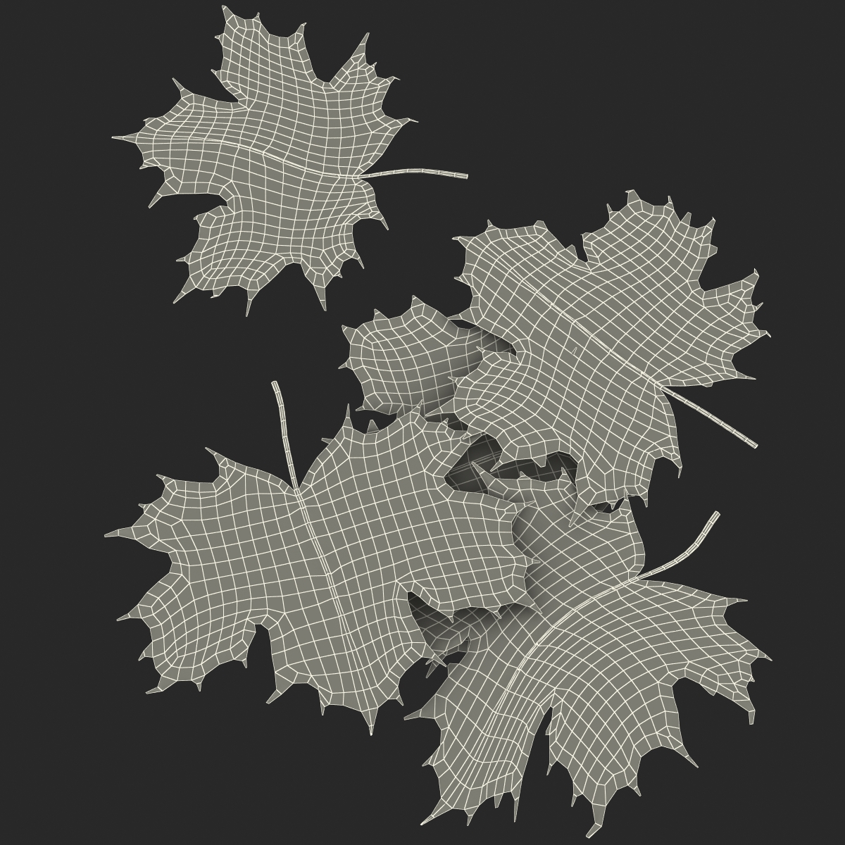 3D Green Maple Leaves model