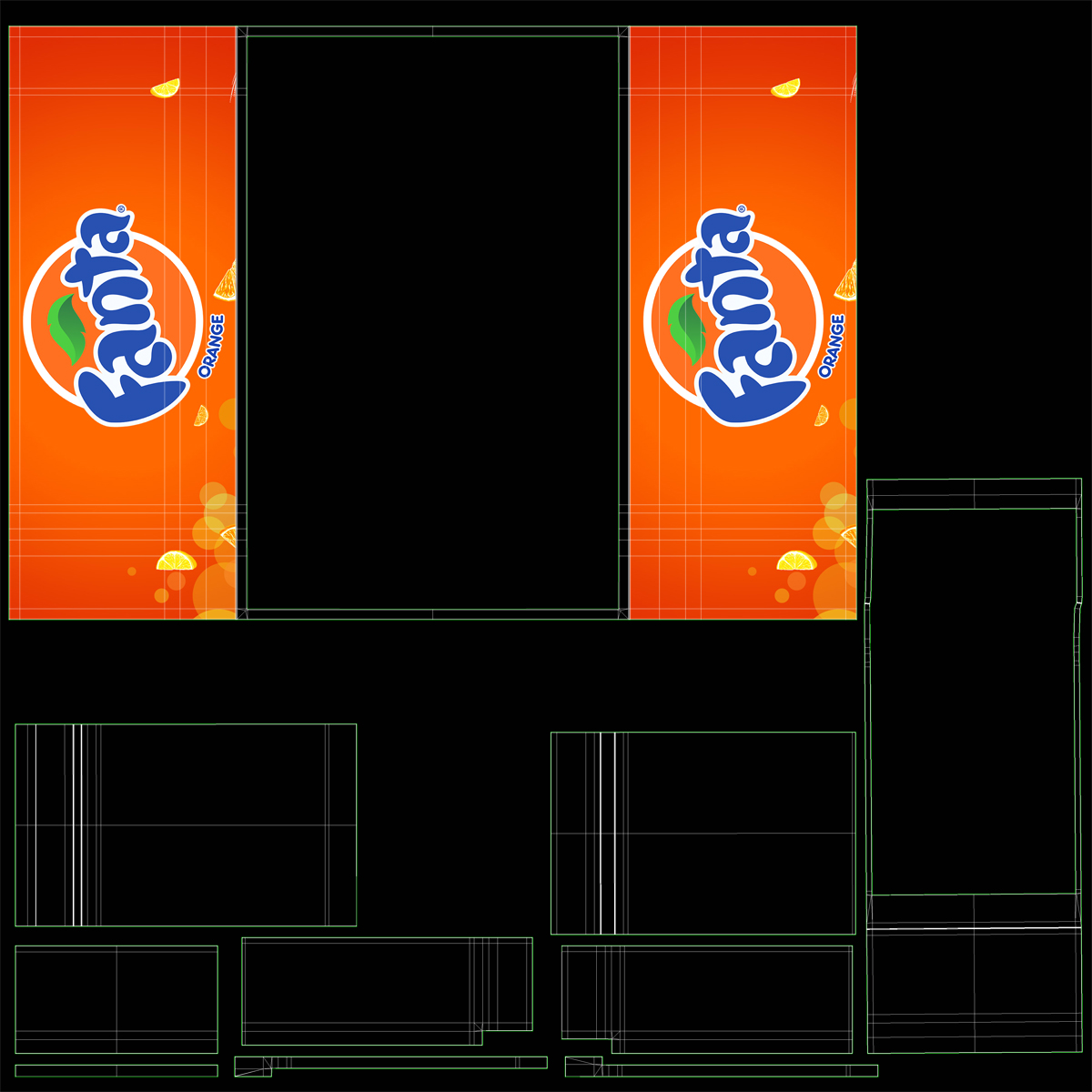 3D Fanta Double Door Display Refrigerator model