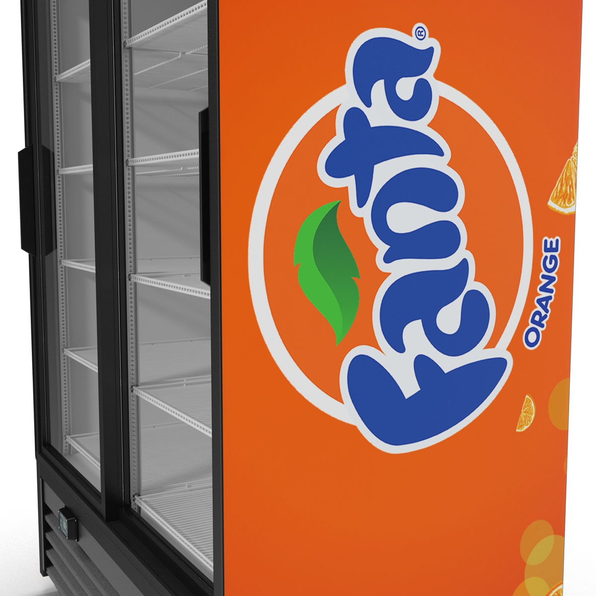 3D Fanta Double Door Display Refrigerator model