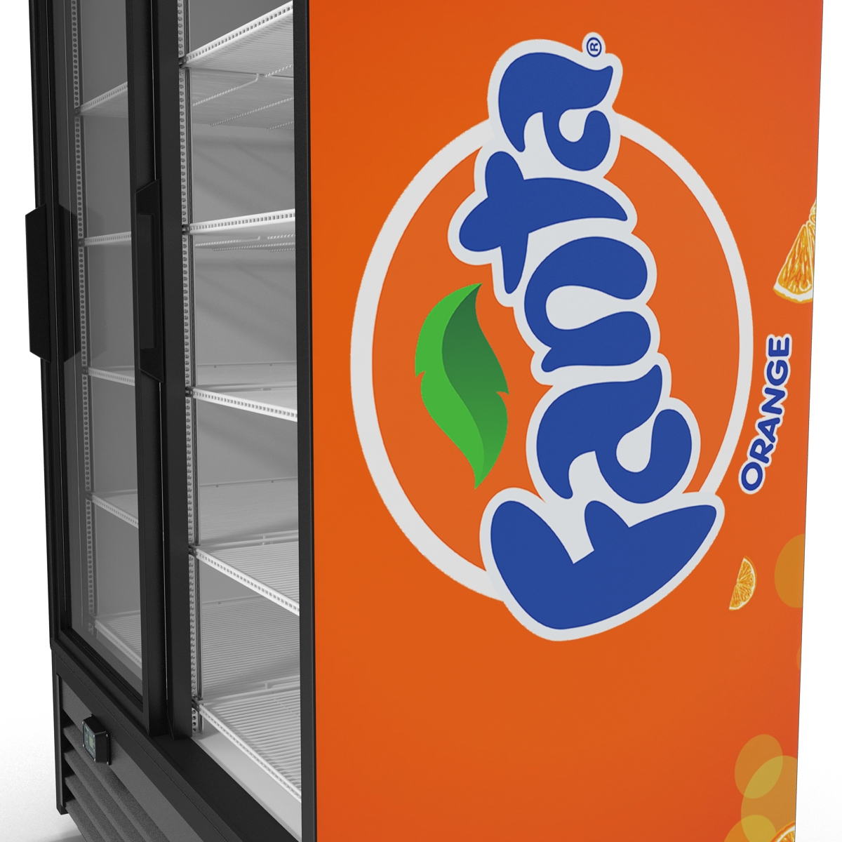 3D Fanta Double Door Display Refrigerator model