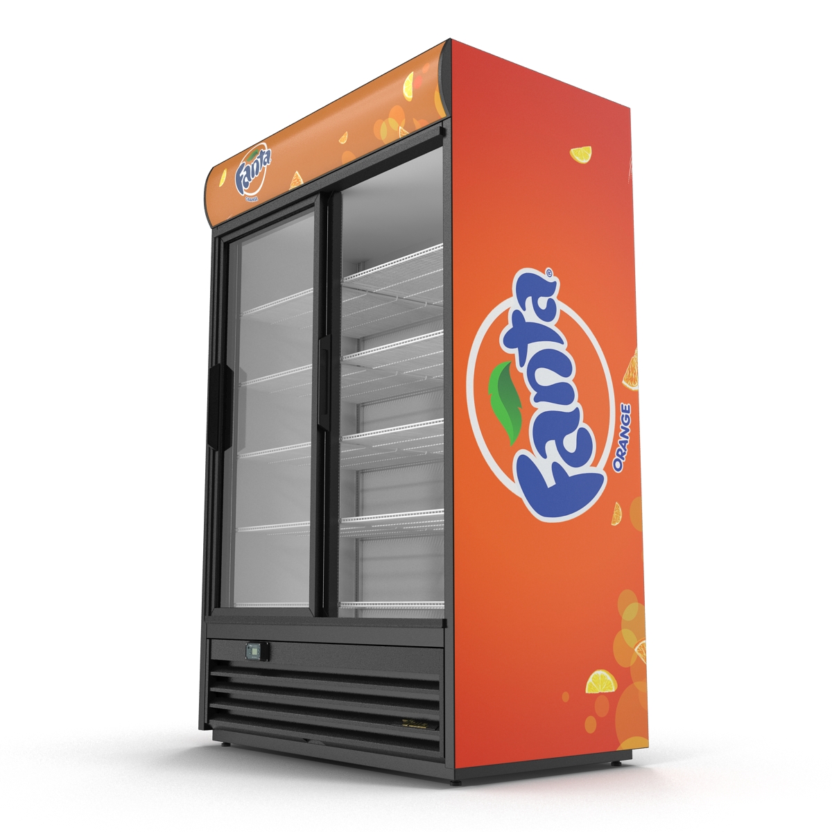 3D Fanta Double Door Display Refrigerator model