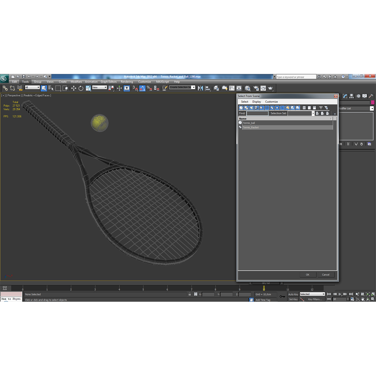 Tennis Racket and Ball 3D