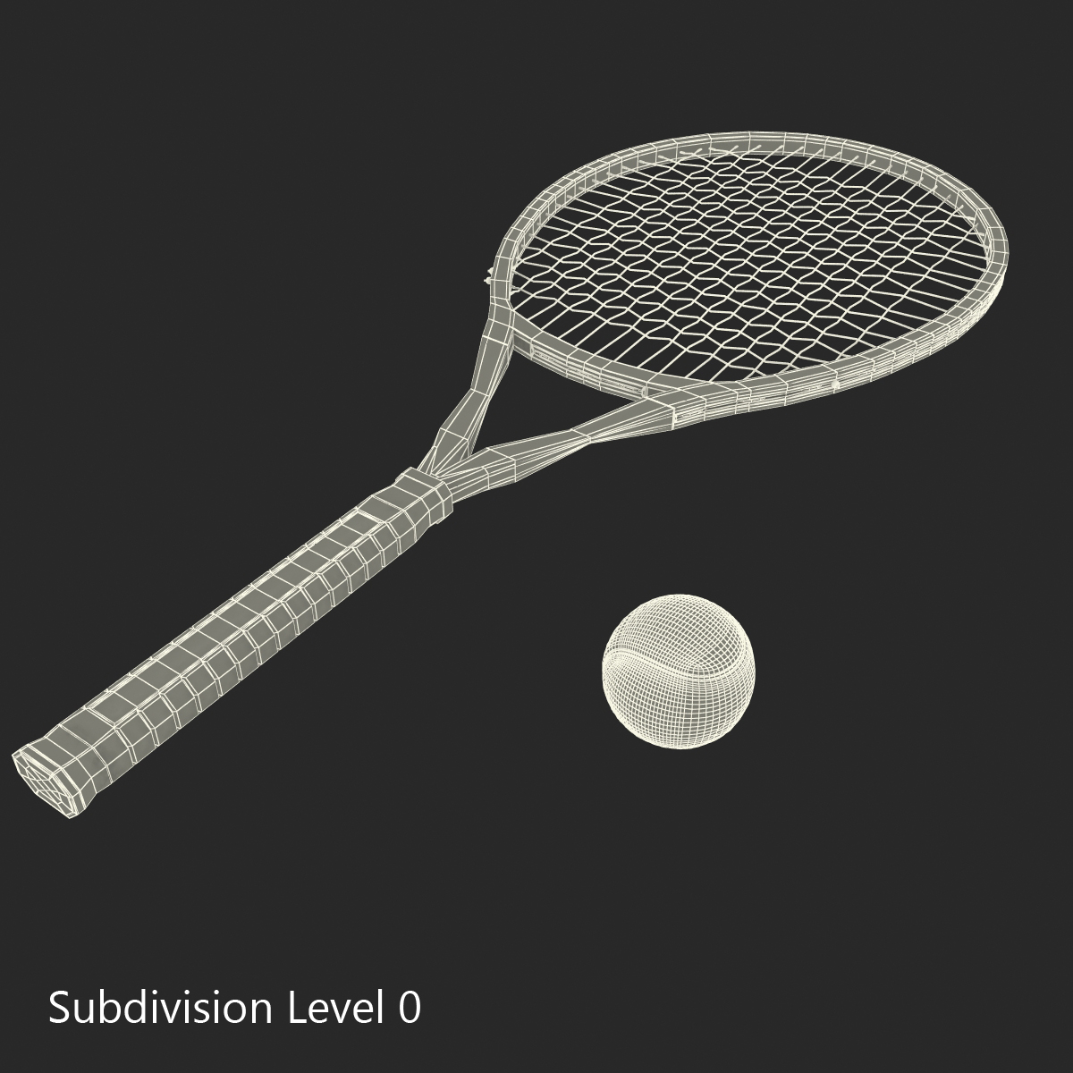 Tennis Racket and Ball 3D