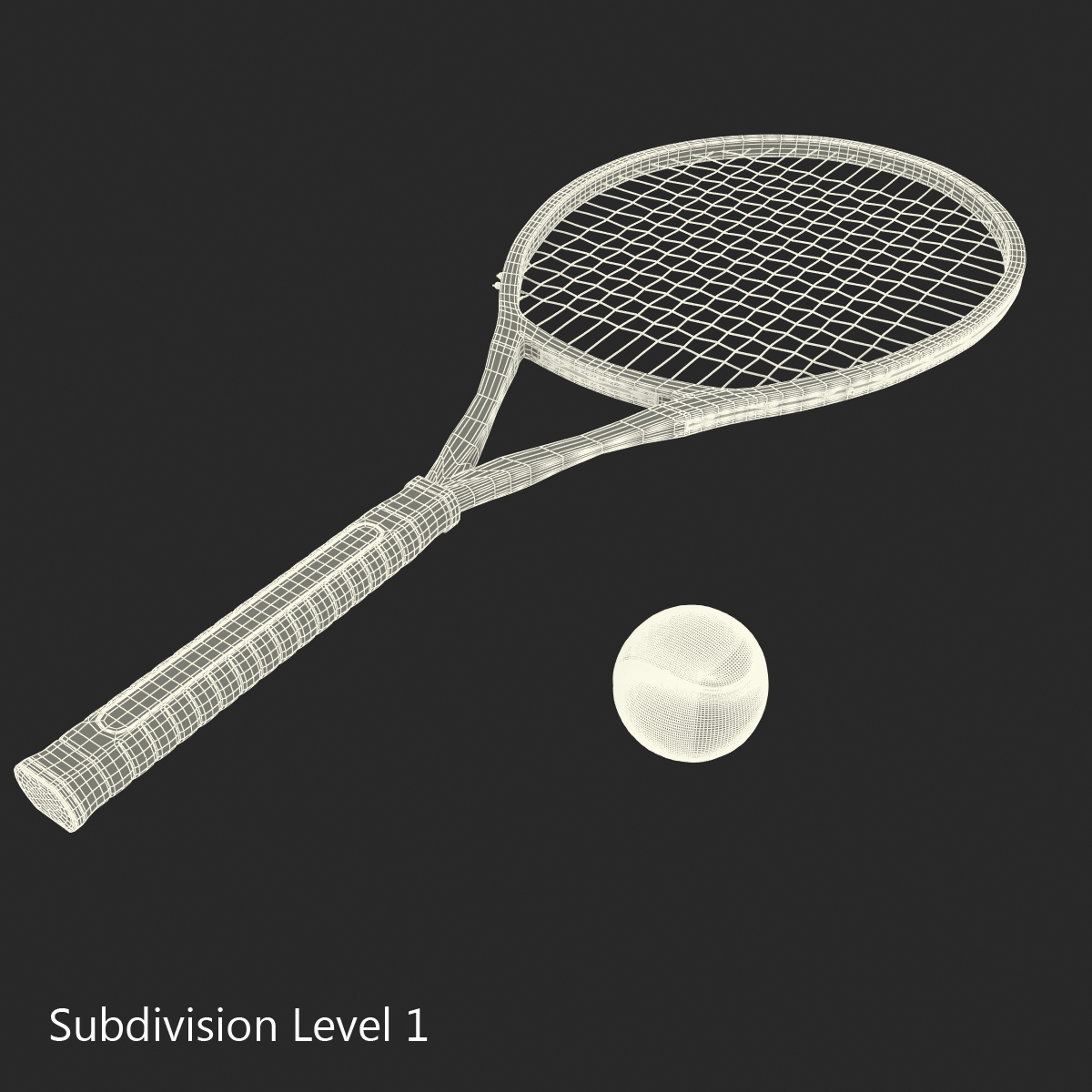 Tennis Racket and Ball 3D