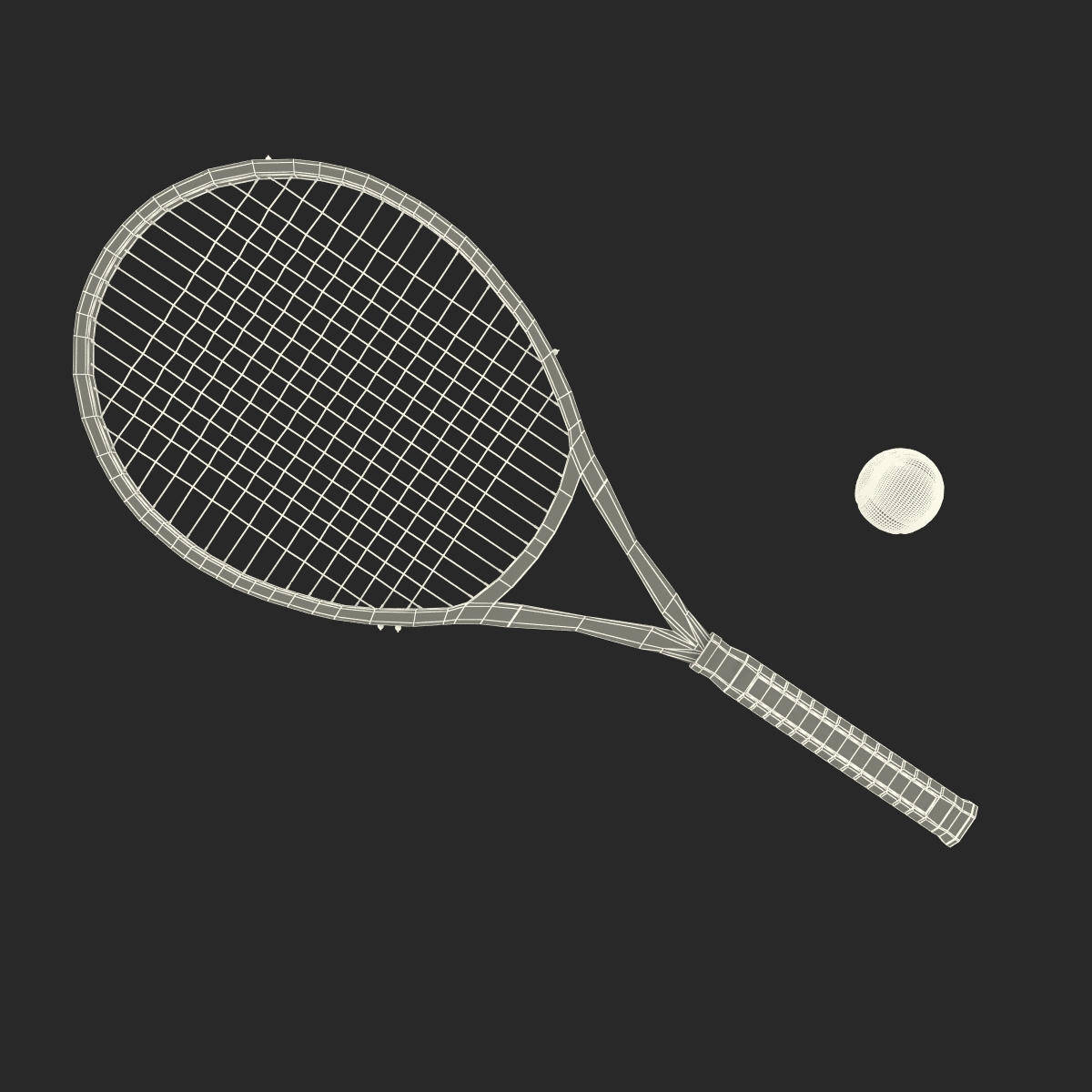 Tennis Racket and Ball 3D