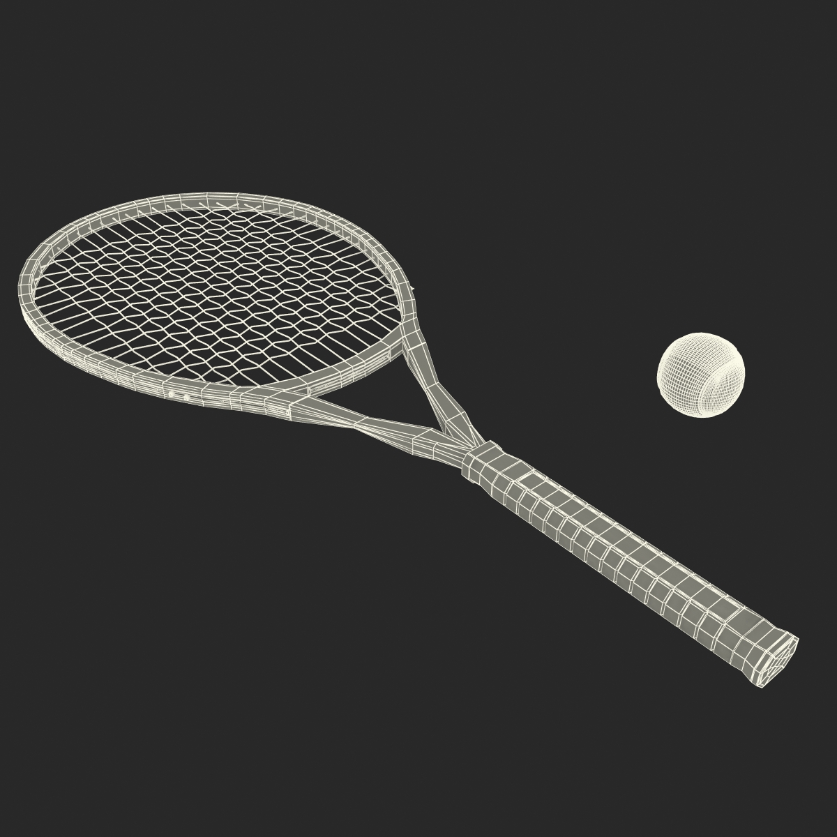 Tennis Racket and Ball 3D