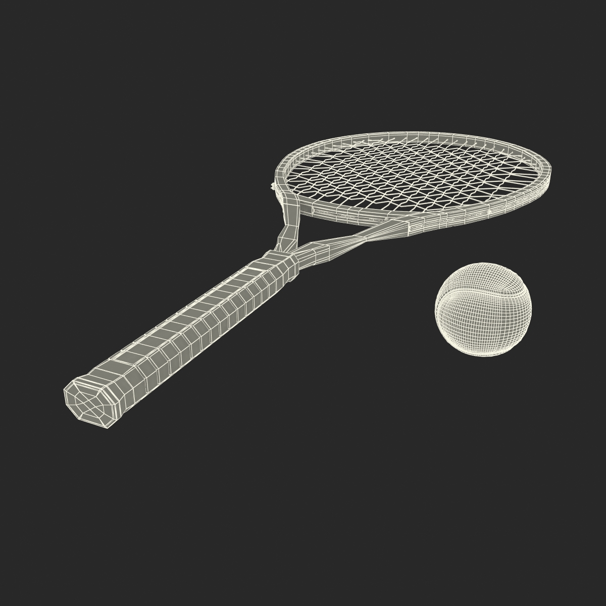 Tennis Racket and Ball 3D