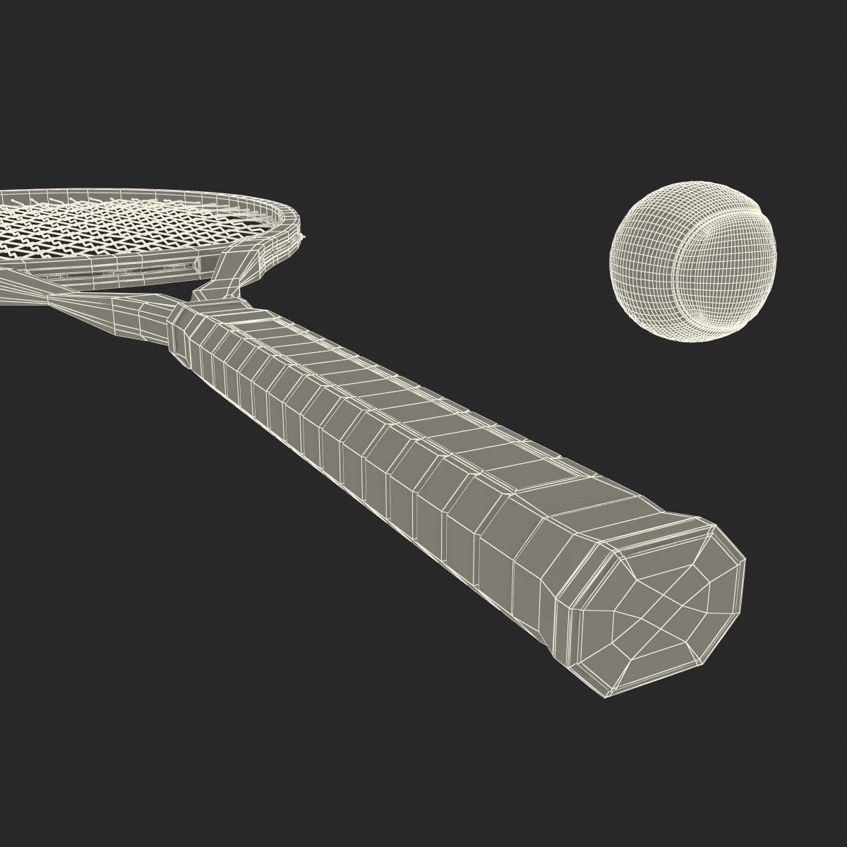 Tennis Racket and Ball 3D