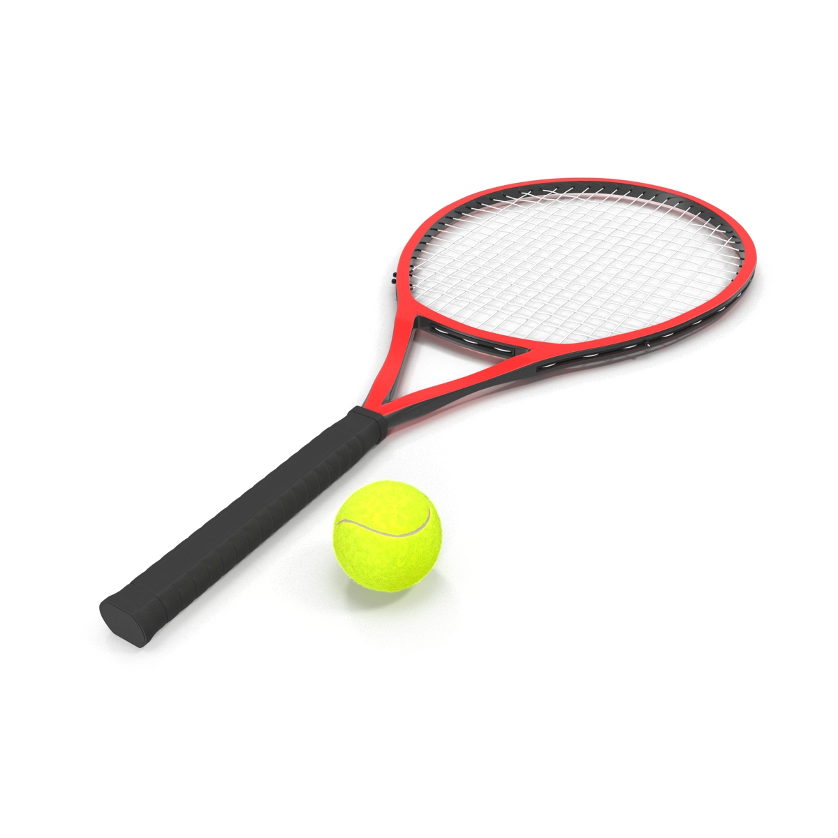 3D Tennis Racket and Ball with Fur