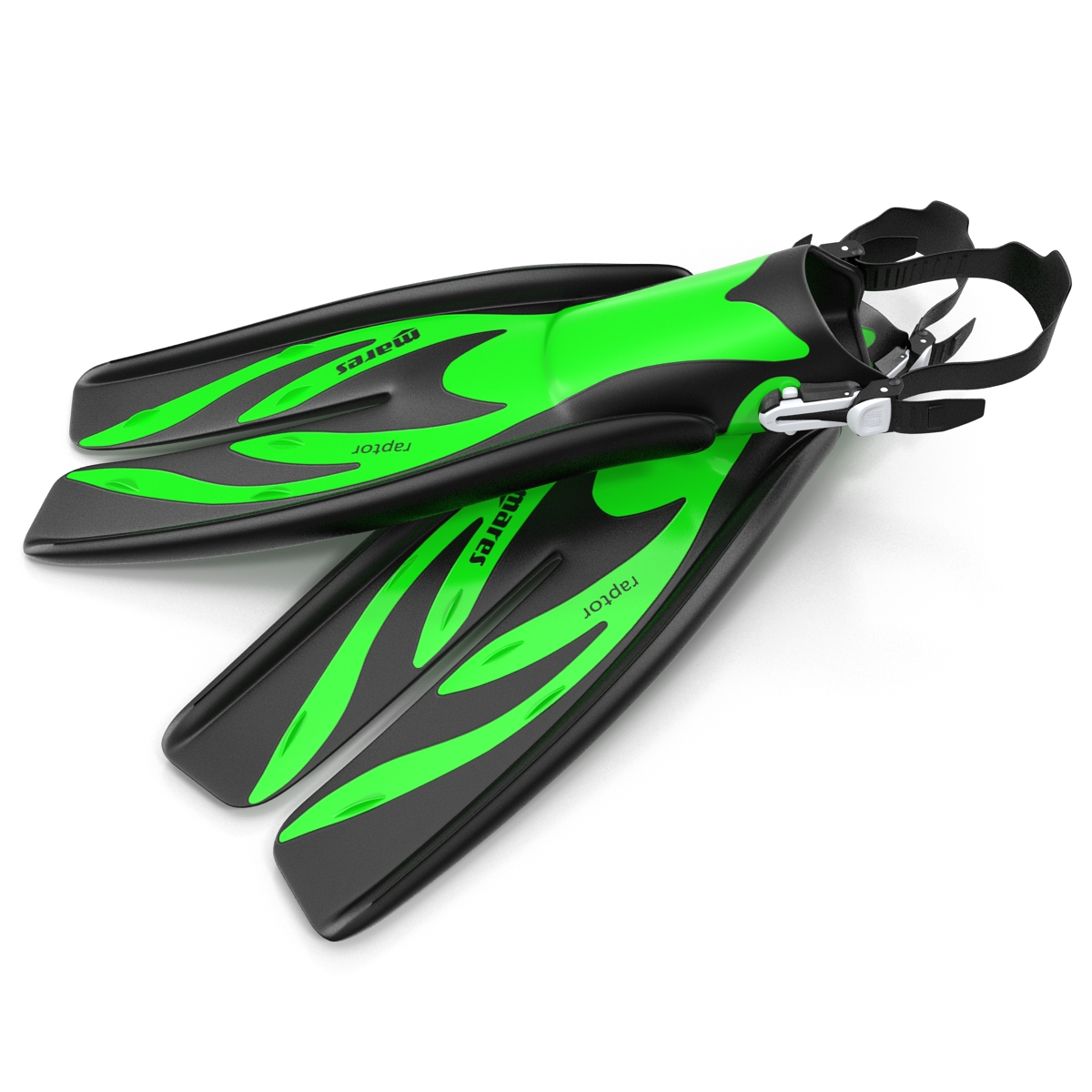 Swim Fins 3 Green 3D