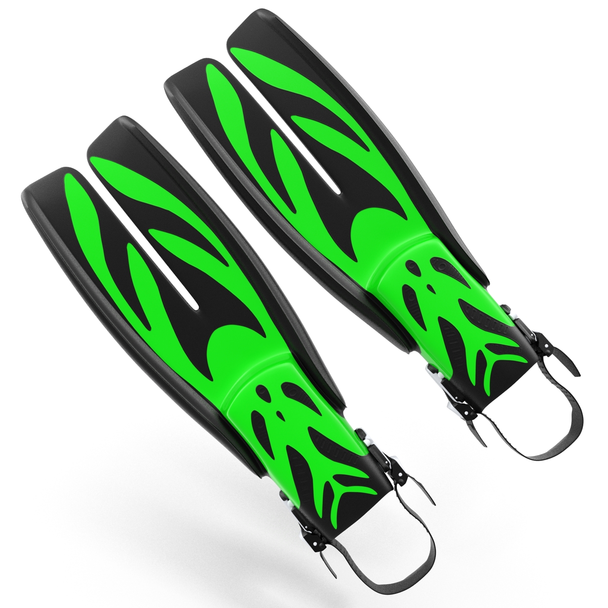 Swim Fins 3 Green 3D