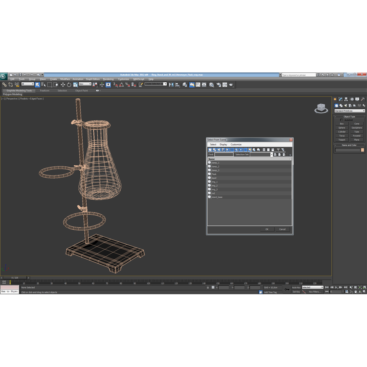 Ring Stand and 50 ml Erlenmeyer Flask 3D