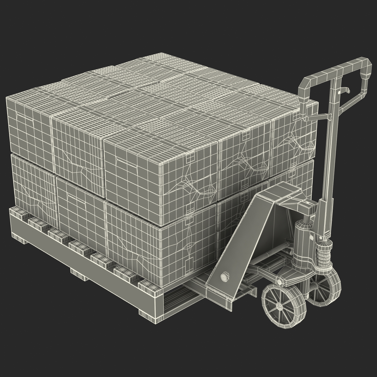 3D Pallet Jack and Wooden Pallet Set model