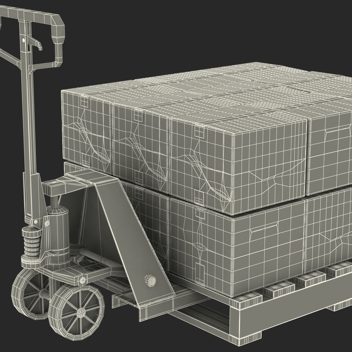 3D Pallet Jack and Wooden Pallet Set model