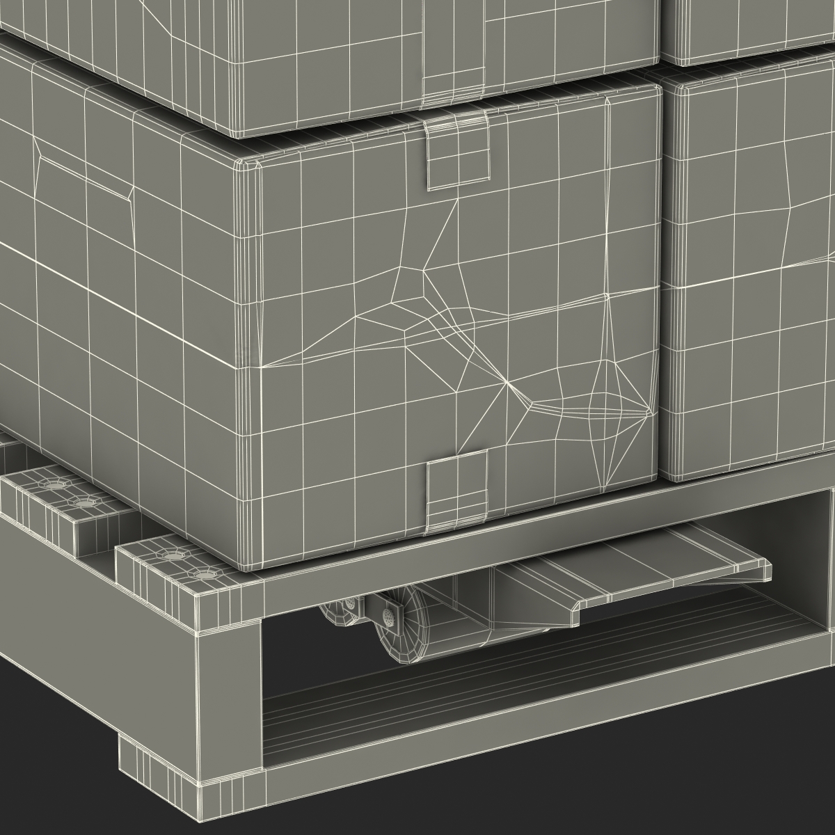 3D Pallet Jack and Wooden Pallet Set model