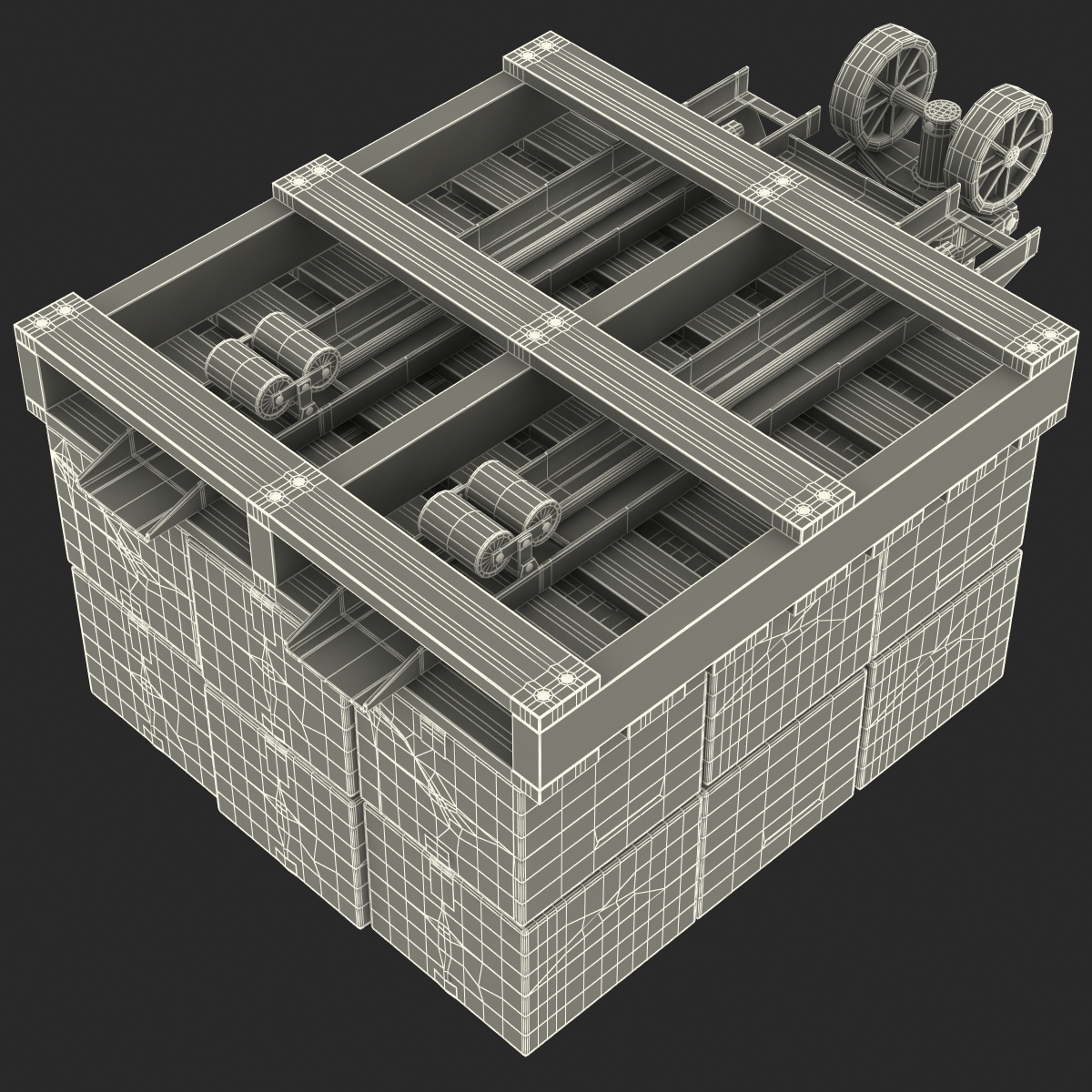 3D Pallet Jack and Wooden Pallet Set model