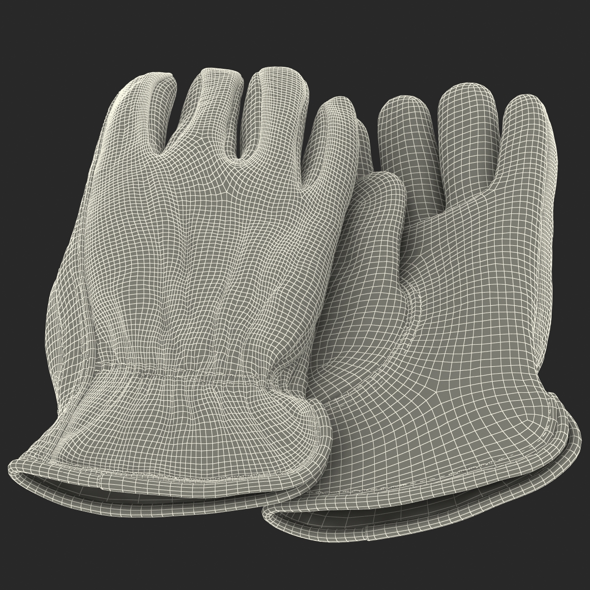 Leather Work Gloves 3D model