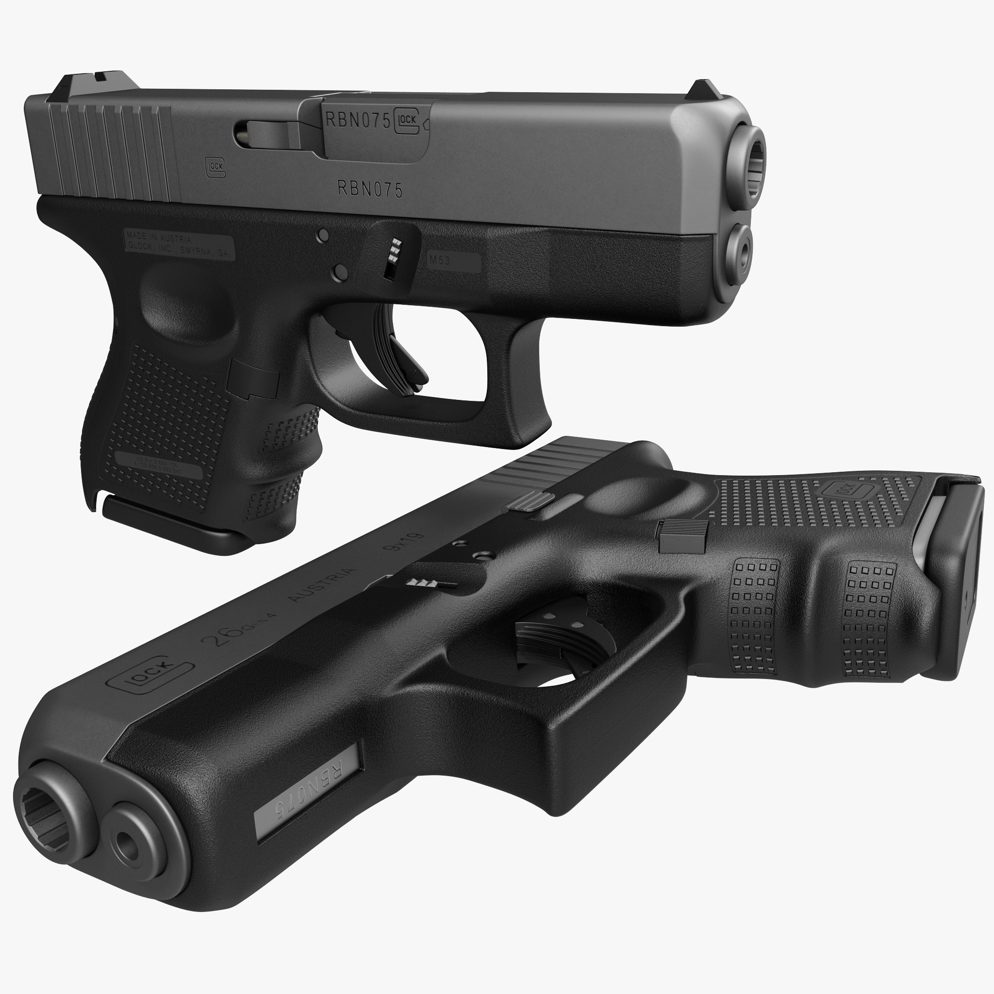 Glock 26 Black 3D model