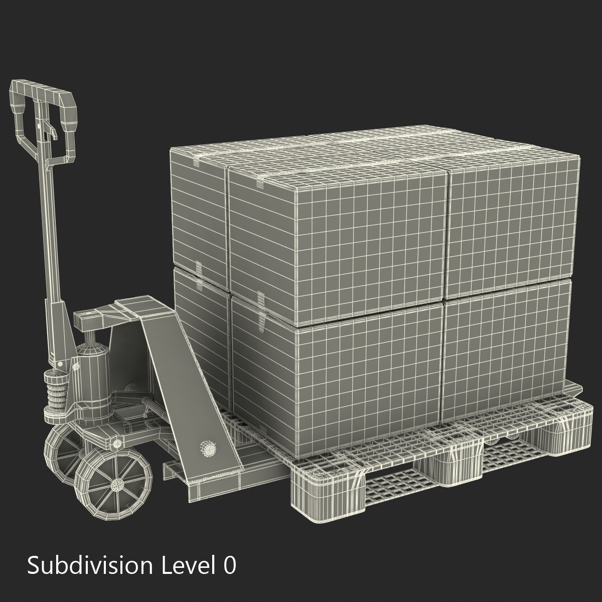 Pallet Jack and Plastic Pallet Set 3D model