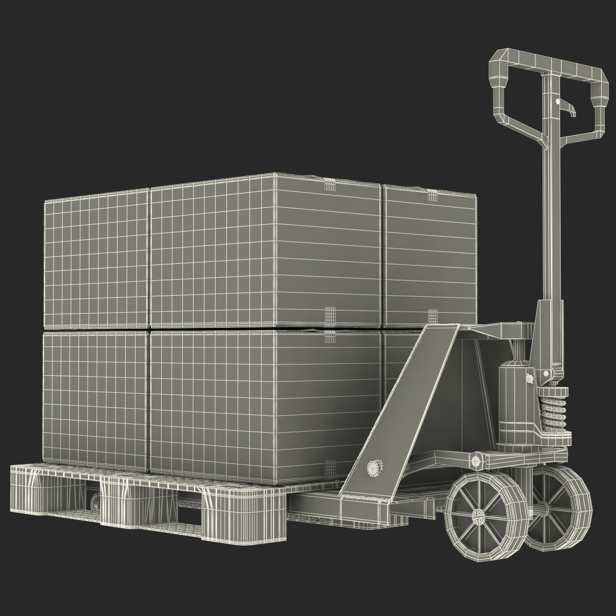 Pallet Jack and Plastic Pallet Set 3D model