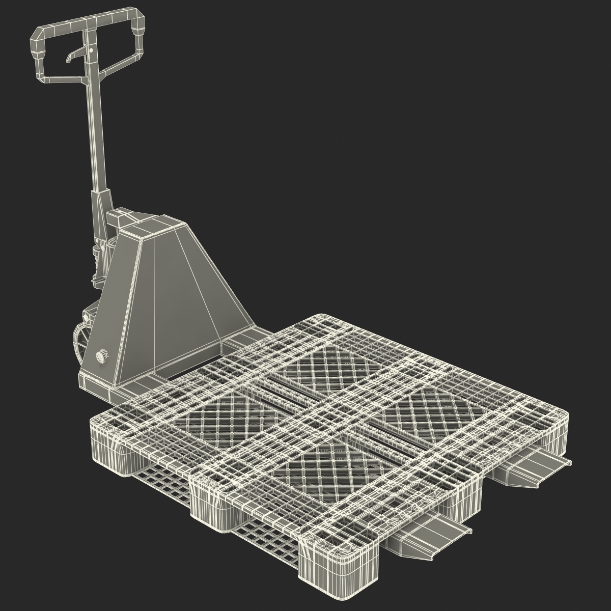 3D model Pallet Jack and Plastic Pallet