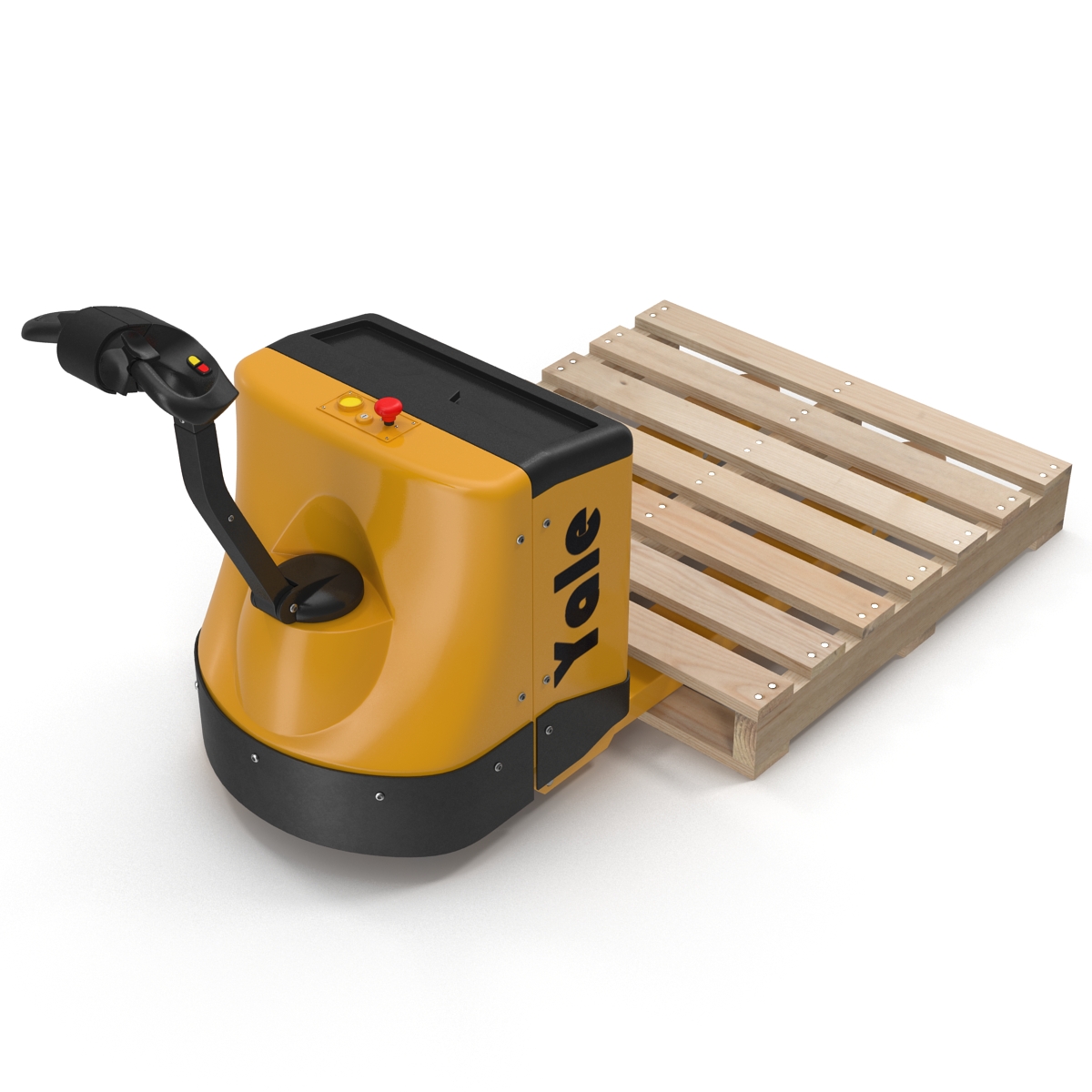 Powered Pallet Jack and Wooden Pallet 3D