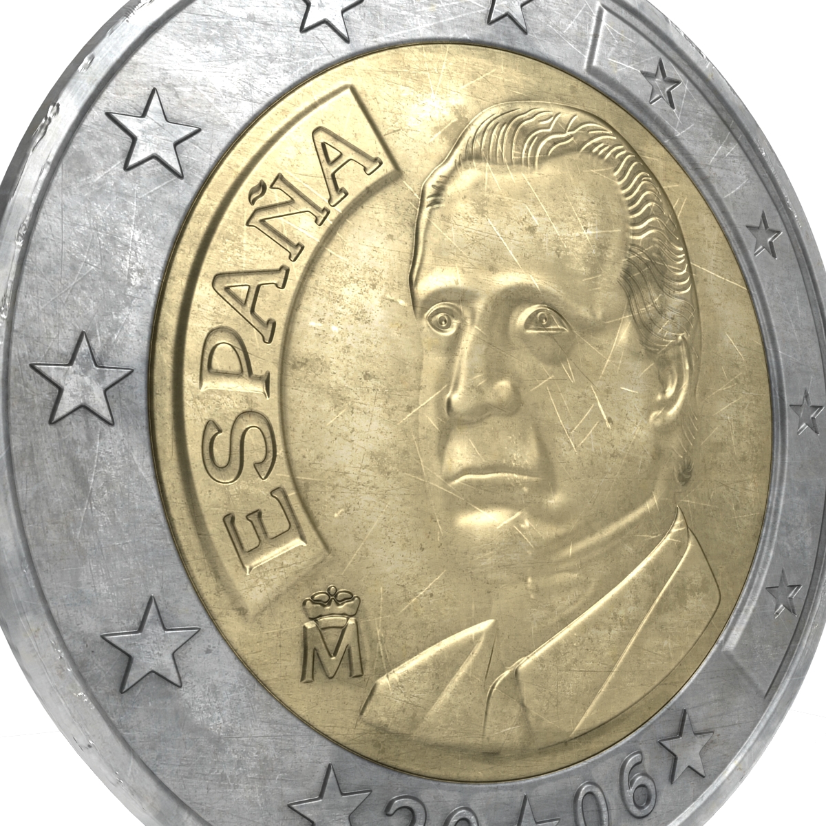 2 Euro Coin Spain 3D