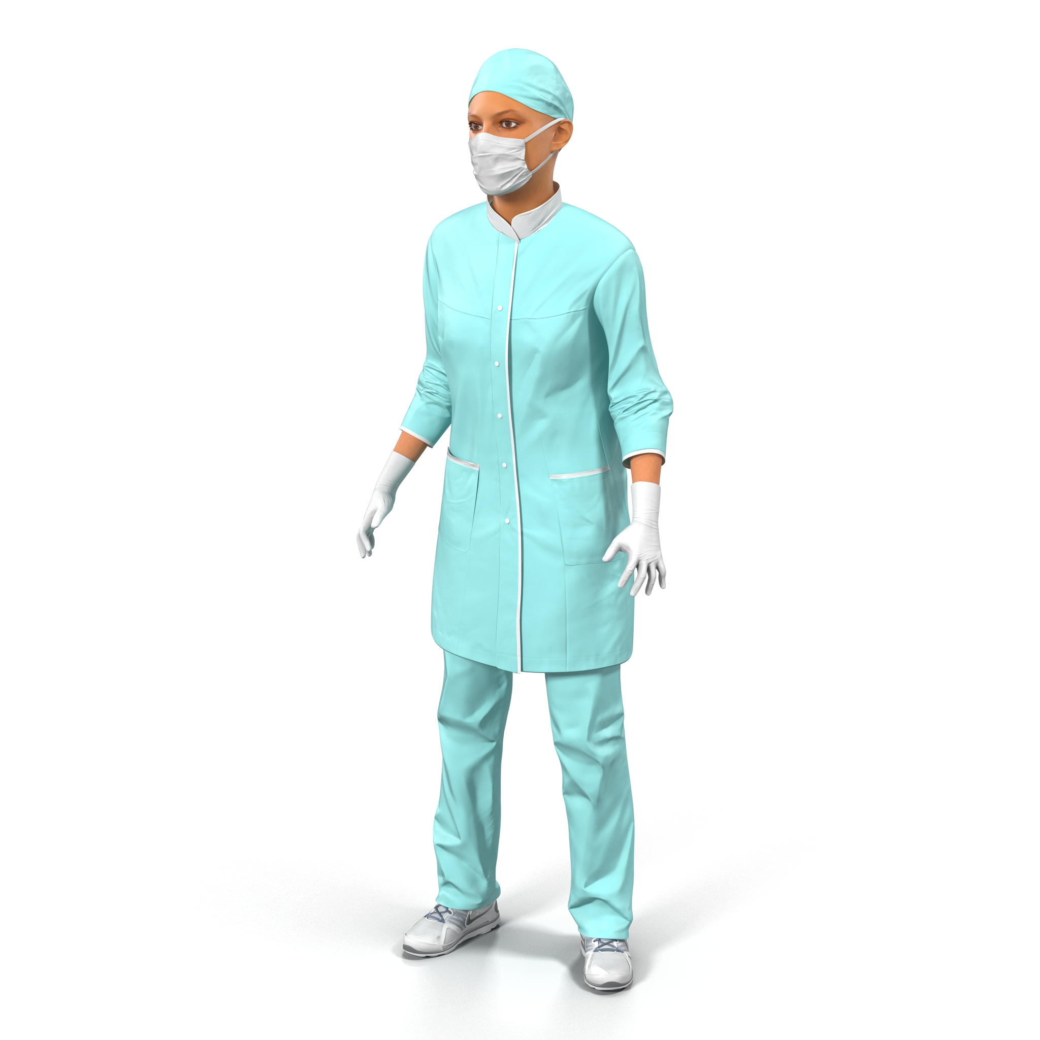 3D model Female Surgeon Mediterranean Rigged