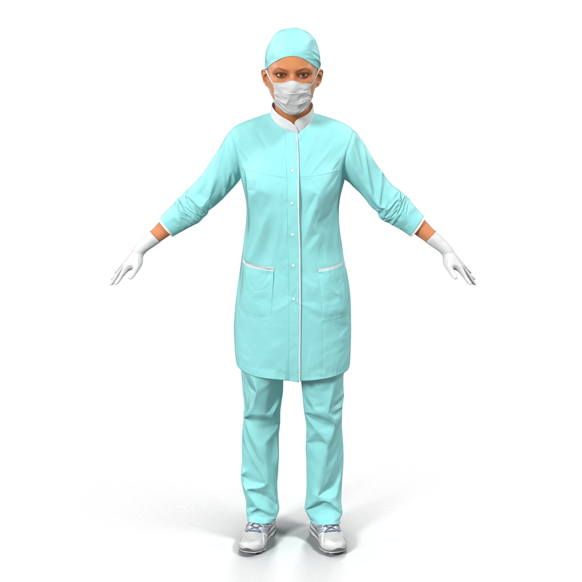 3D model Female Surgeon Mediterranean Rigged