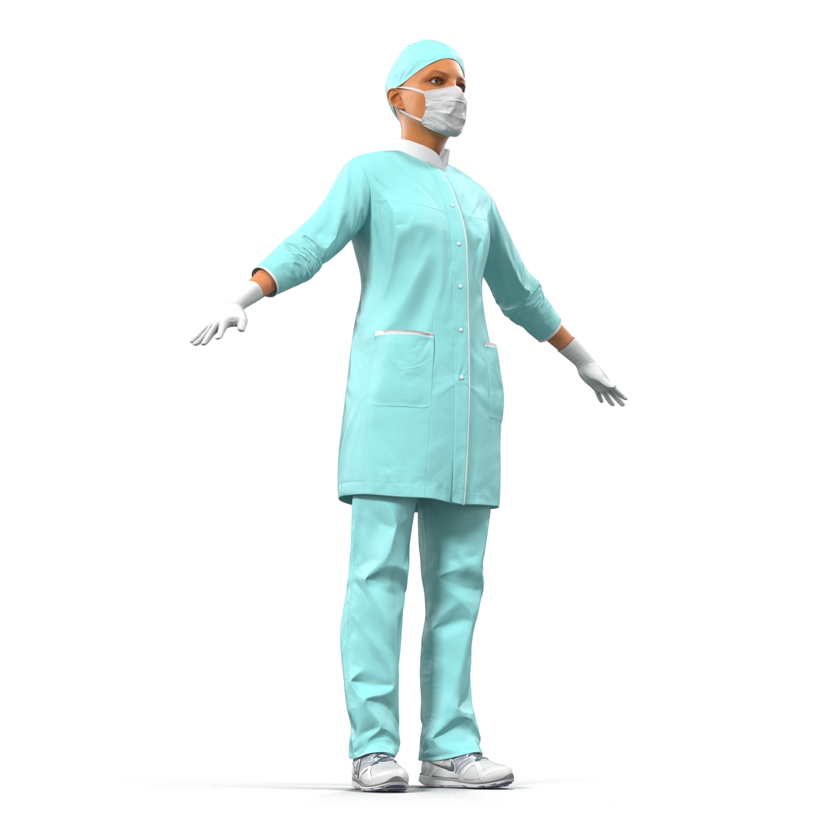 3D model Female Surgeon Mediterranean Rigged