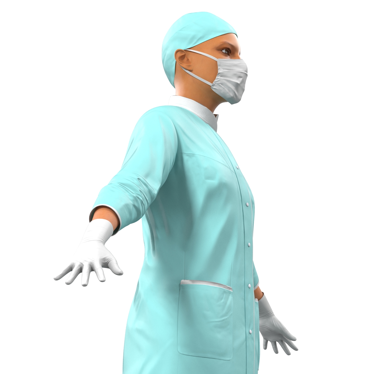 3D model Female Surgeon Mediterranean Rigged