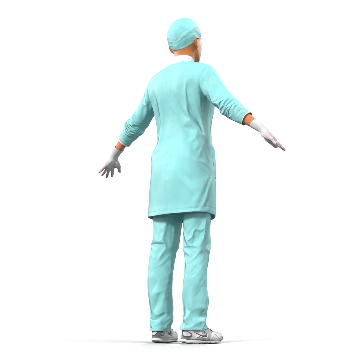 3D Female Surgeon Mediterranean with blood Rigged 2 model