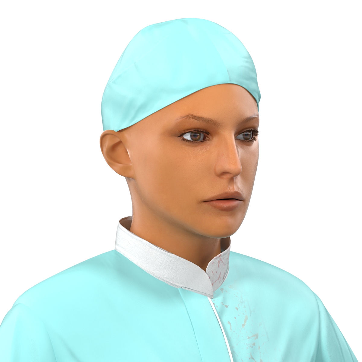 3D Female Surgeon Mediterranean with blood Rigged 2 model