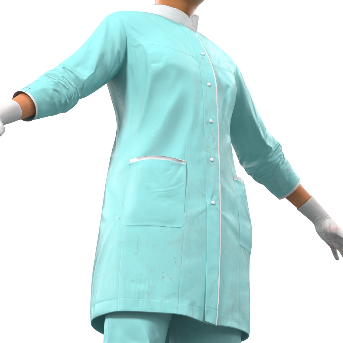 3D Female Surgeon Mediterranean with blood Rigged 2 model