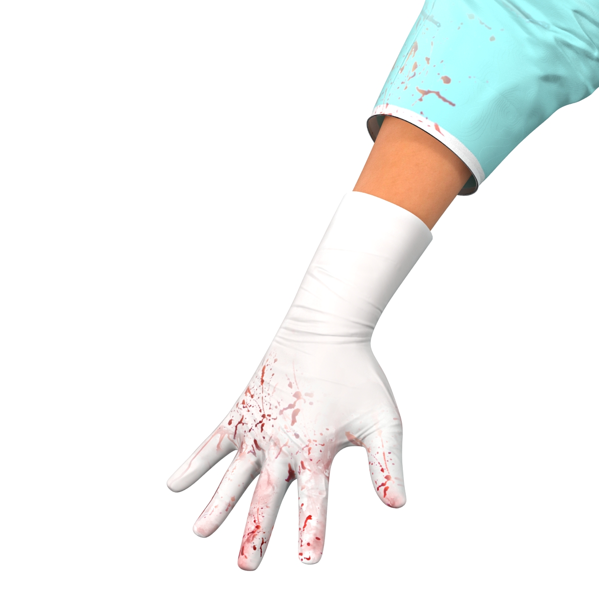 3D Female Surgeon Mediterranean with blood Rigged 2 model